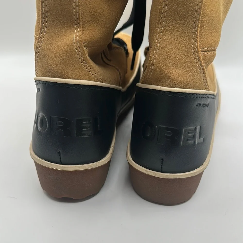 Sorel Sz 7 Tivoli High II Boots Curry Fur Lined Suede Tan Black Winter Snow Boot